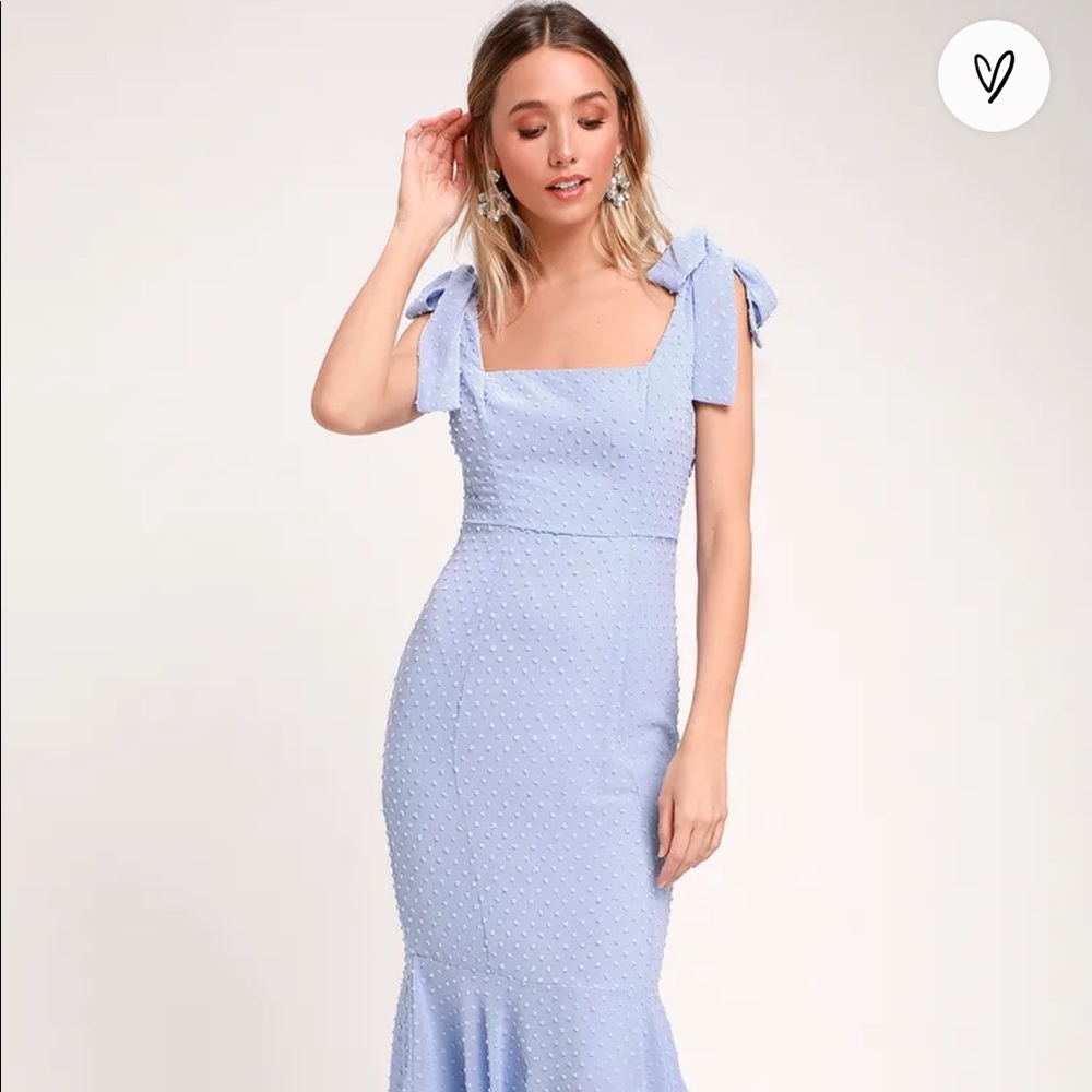 Powder Blue Tie Strap MIDI Dress